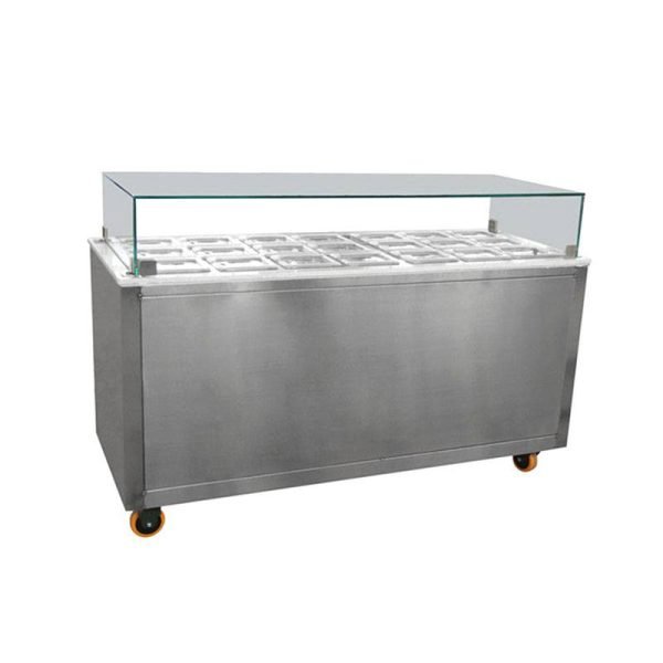 Stainless Steel Shelf Frozen Yogurt Topping Display Refrigerator
