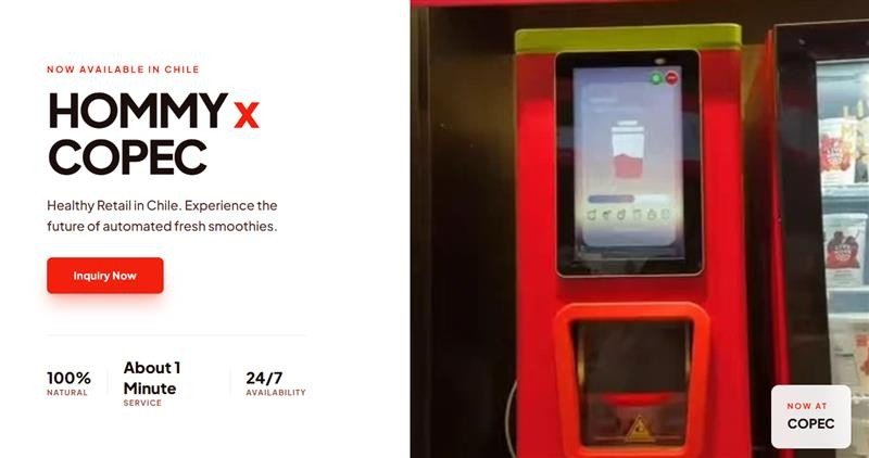 Hommy Smoothie Vending Machines Launch in Chile at COPEC Stores