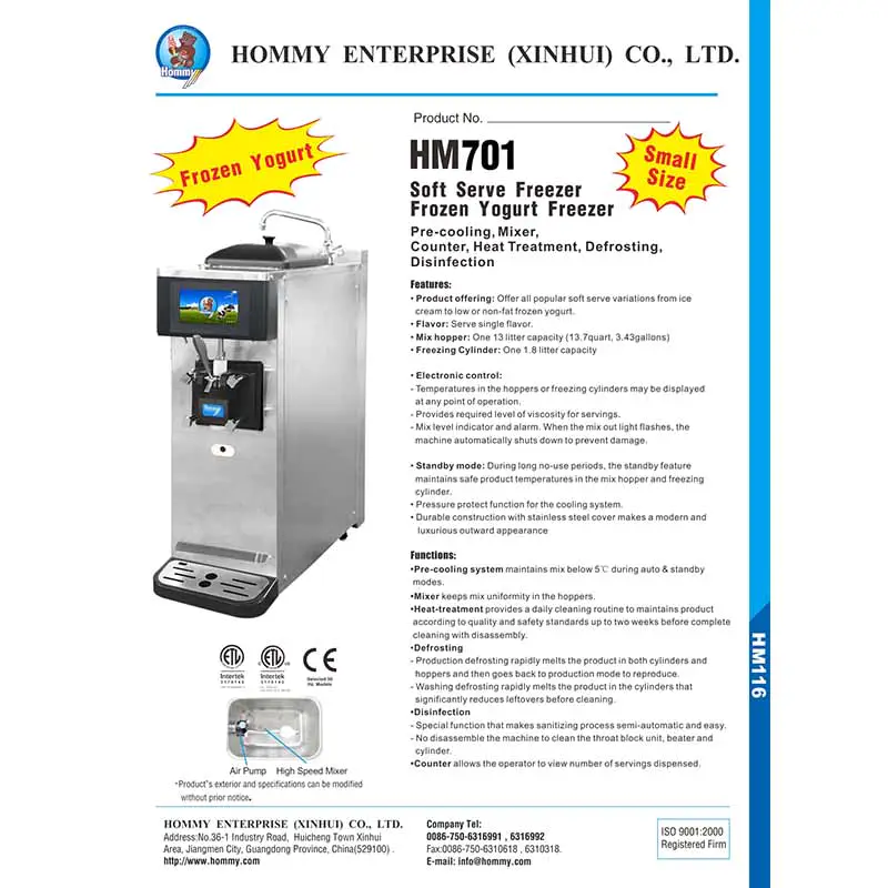 Informations sur la machine à crème glacée 2017-701 10 Informations sur la machine à glace 2017-701