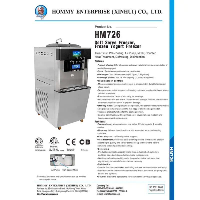 Informations sur la machine à glaces 2017-726 4 Informations sur la machine à glace 2017-726