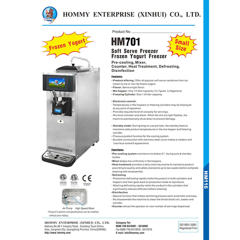 Informations sur la machine à crème glacée 2017-701 12 Informations sur la machine à glace 2017-701