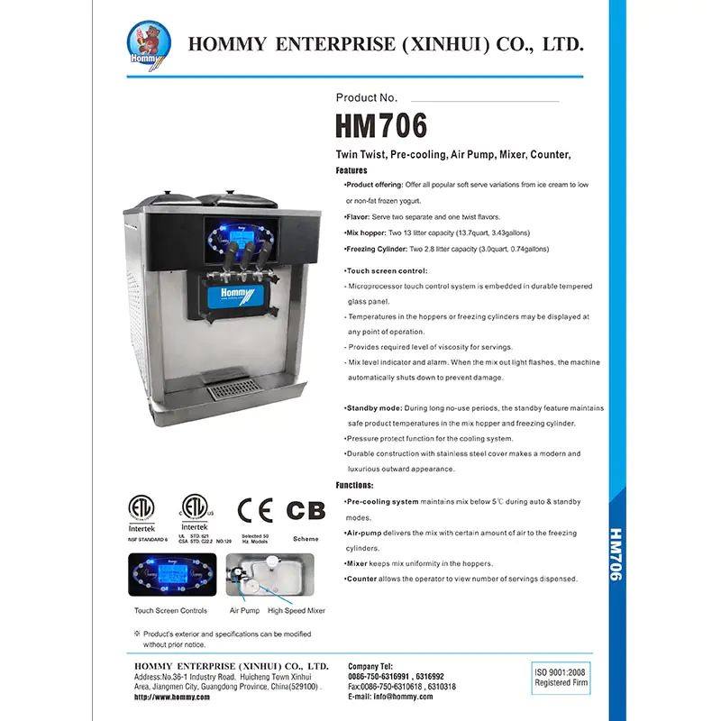 Informations sur la machine à crème glacée 2017-706 11 Informations sur la machine à glace 2017-706