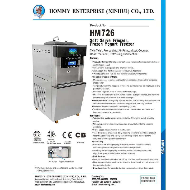 Informations sur la machine à crème glacée 2017-726 10 Informations sur la machine à glace 2017-726