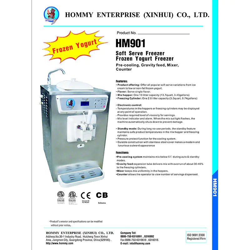 Informations sur la machine à crème glacée 2017-901 7 Informations sur la machine à glace 2017-901