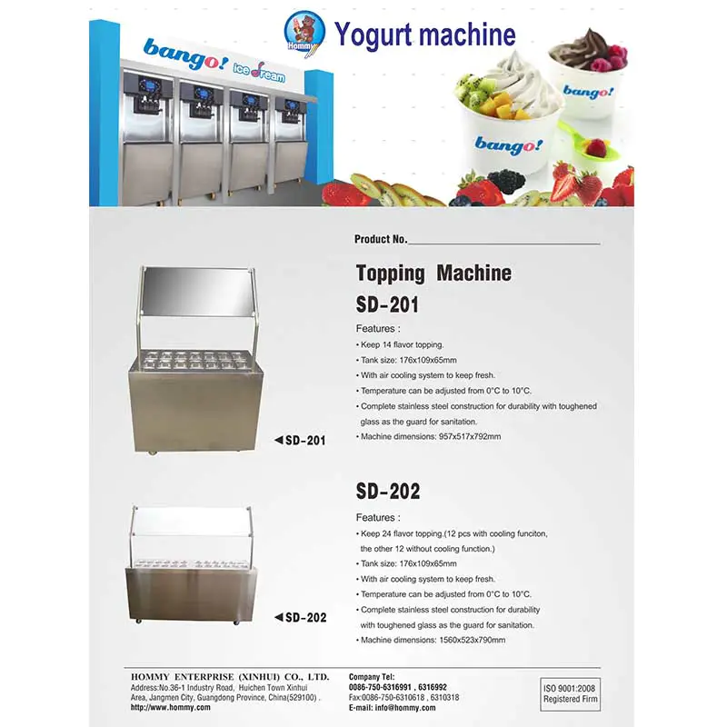 Informations sur la machine à crème glacée DS-201 6 Informations sur la machine à glace DS-201