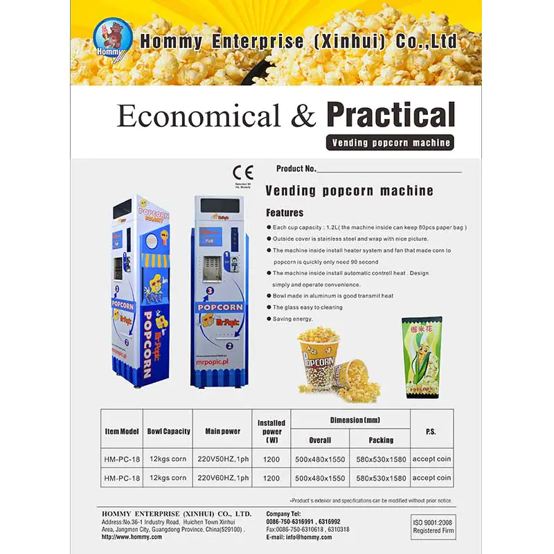 Informations sur le distributeur automatique de pop-corn 2 Informations sur le distributeur automatique de pop-corn